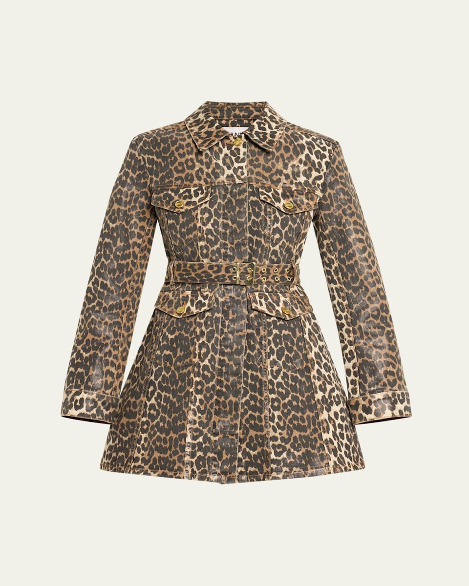 Leopard Foiled Denim Mini Dress